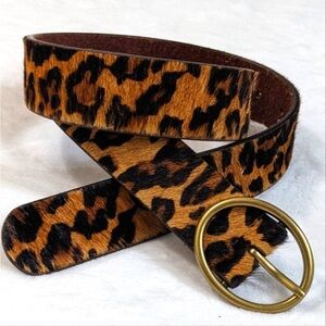 American Eagle Outfitters Animal Print Belt with Brass Buckle